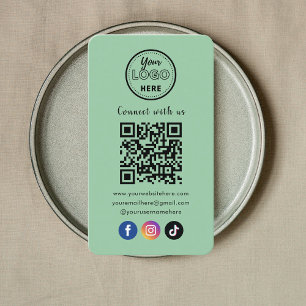 QR-kod Anslut med USA Social Media Mint-Grönt Visitkort