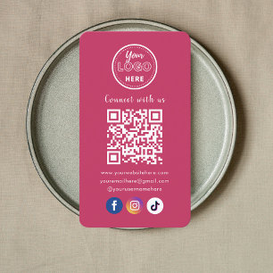 QR-kod Anslut med USA Social Media Shock rosa Visitkort