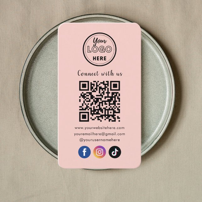 QR-kod Anslut med USA Trendig Media Rosa Social Visitkort (Skapare uppladdad)