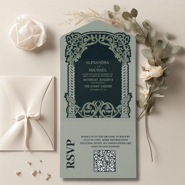 QR-kod Antik Art Nouveau Bröllop (Skapare uppladdad)