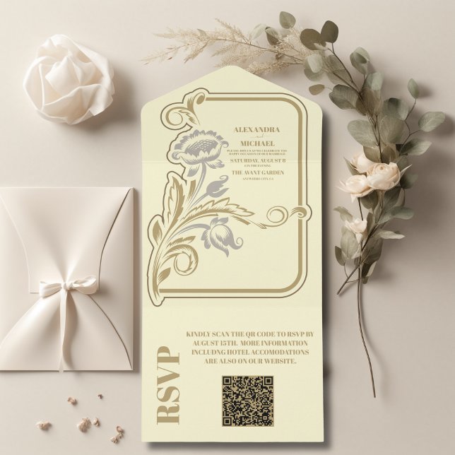 QR-kod Antik Art Nouveau Bröllop (Skapare uppladdad)