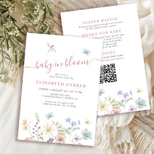 QR-kod baby i blom wildflower babyflicka shower Inbjudningar