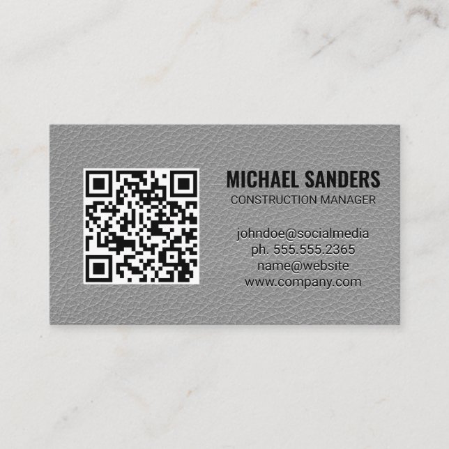 QR-kod | Bakgrund för läder Visitkort (Framsida)
