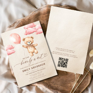 QR-kod Barly Wait Rosa Girl Baby Shower Inbjudningar