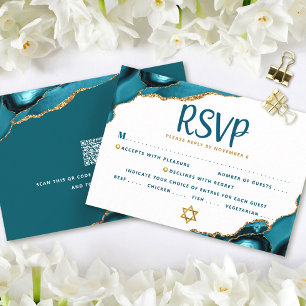 QR-kod Bat Mitzvah Turkos Agat Fet RSVP-kort Inbjudningar