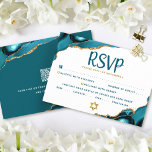 QR-kod Bat mitzvah turkos Agate fold OSA kort<br><div class="desc">Var stolt, gladd och fira den här milstolpen av din favorit Bat mitzvah med den här coolan, det unika, moderna kortet för OSA av personlig för ditt evenemang! Mörk teal script typography täcker över en enkel, ren, vit bakgrund med turkos blue agate sten accated med faux guld veins. På baksidan...</div>