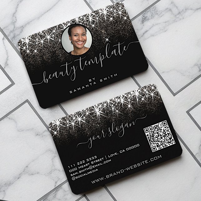 QR-kod Bild mall Luminous Platinum Silver Visitkort (Skapare uppladdad)