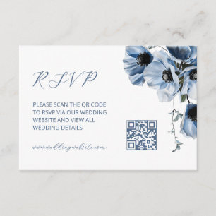 QR-kod    Blå Blommig Tilläggskort