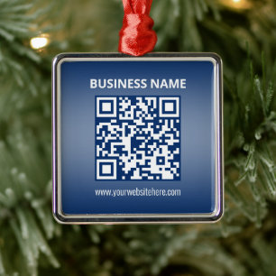 QR-kod   Blå (eller valfri färg) övertoning Julgransprydnad Metall