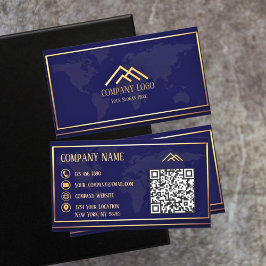 QR-kod blå modern, minimalistisk Professionell Visitkort