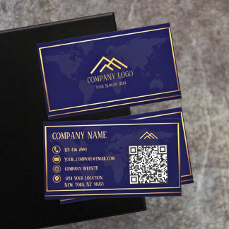 QR-kod blå modern, minimalistisk Professionell Visitkort