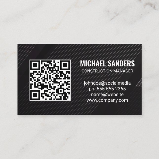 QR-kod | Black Linjer, bakgrund Visitkort (Framsida)