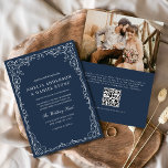 QR-kod: Blått foto - minimalistiskt Elegant bröllo Inbjudningar<br><div class="desc">Inför bröllop med en elegant, modern minimalistisk inbjudan med en bekväm QR-kod. Den rena, monokromatiska utformningen framhäver sofistikering och elegans, perfekt för par som söker en contemporary och raffinerad estetik. QR-koden lägger till en funktionell beröring som gör att gästerna enkelt kan komma åt information som RSVP, anvisningar och händelseuppdateringar. Idealiskt...</div>