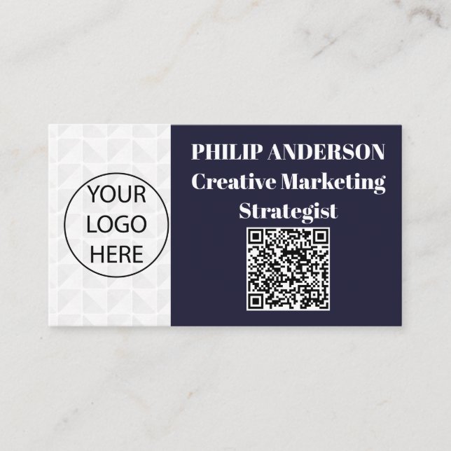 QR-kod, blått och vitt Affärskort Visitkort (Framsida)