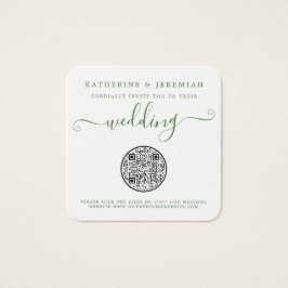 QR-kod Blommigt Brölloksinbjudan för ananasäle Fyrkantigt Visitkort