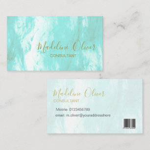QR-kod Blue Aqua Modern Watercolor Visitkort