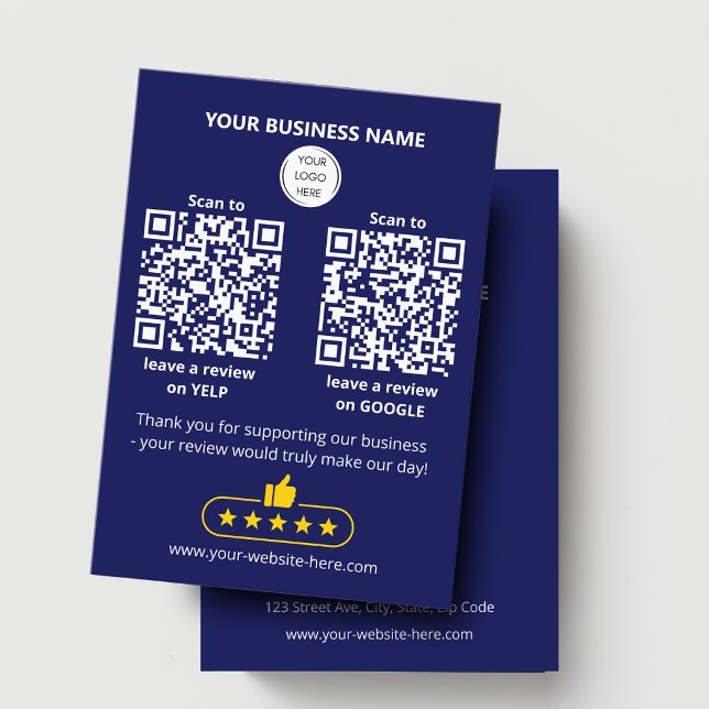 QR-kod Blue Business Review GOOGLE och YELP Visitkort (Skapare uppladdad)