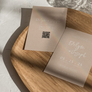 QR-kod  Boho Chic Modern Bröllop Inbjudningar