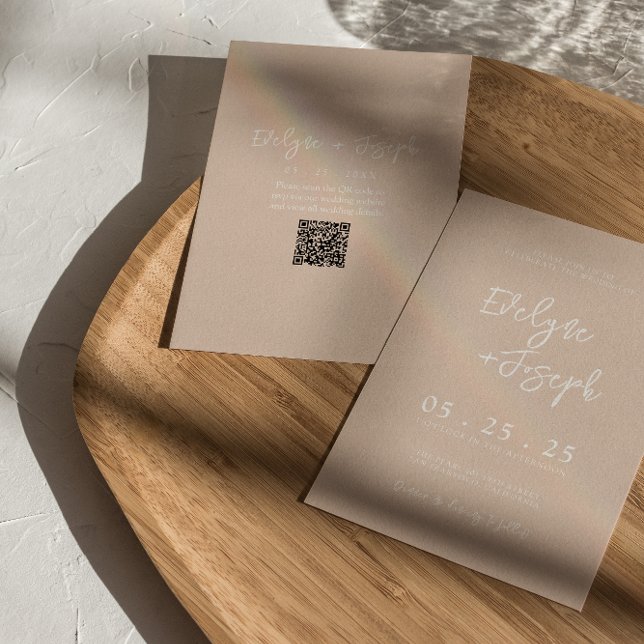 QR-kod  Boho Chic Modern Bröllop Inbjudningar (Skapare uppladdad)