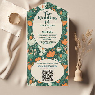 QR-kod Boho Retro Blommig Bröllop