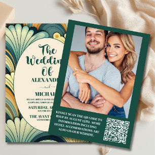 QR-kod Boho Retro Blommigt Bröllop Inbjudningar