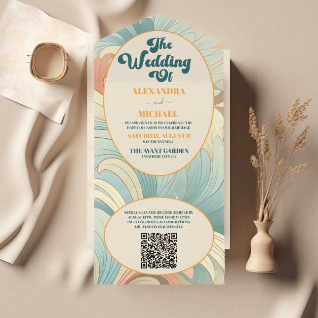 QR-kod Boho Retro Färgrik Blommig Bröllop (Skapare uppladdad)