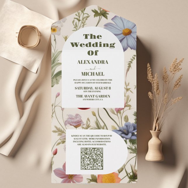 QR-kod Boho WildblomBotanical Bröllop (Skapare uppladdad)