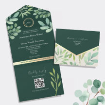 QR-kod Botanical Emerald Grönt Bröllop
