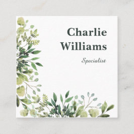 QR-kod botaniskt ram löv, vitt Fyrkantigt Visitkort