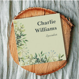 QR-kod botaniskt ram lövs boho Fyrkantigt Visitkort