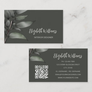 QR-kod Botaniskt skiss Visitkort