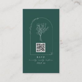 QR-kod Bouquet Arch Emerald Bröllop QR-kod Tilläggskort