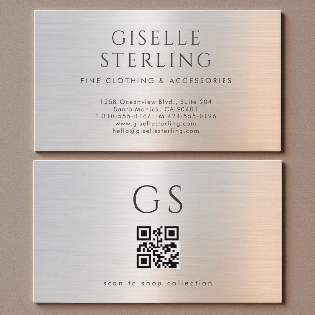 QR-kod Boutique Kläder Metallisk Lyx  Visitkort (Skapare uppladdad)