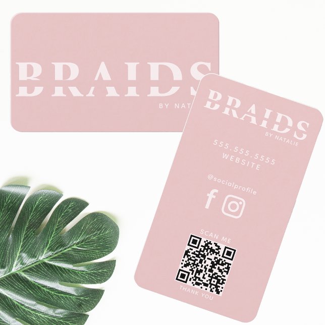 QR-kod Braids Beauty Salon Braiding Hairstylist Visitkort (Skapare uppladdad)