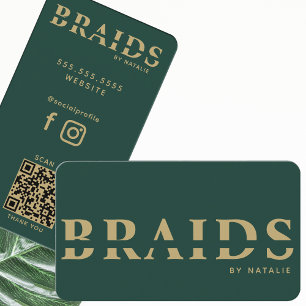 QR-kod Braids Beauty Salon Braiding Hairstylist Visitkort