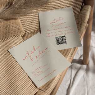 QR-kod Bright Orange Retro Roligt Whimsical Bröllo Inbjudningar