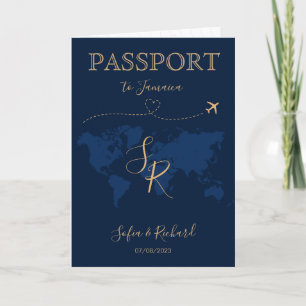 QR-kod Bröllop Destinationspass World Map Inv. Inbjudan