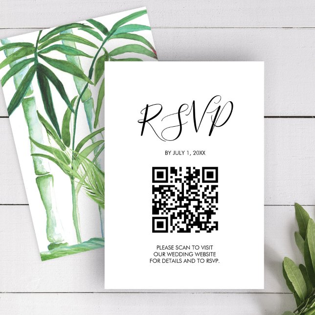 QR-kod Bröllop OSA Watercolor-hölje (QR code Wedding RSVP Watercolor Enclosure Card
)