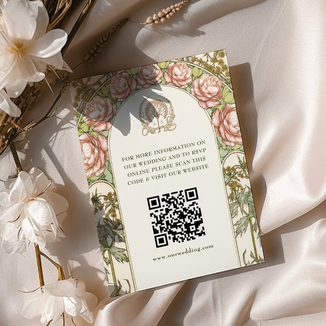 QR-kod Bröllop webbplats Info Art nouveau-hölje Tilläggskort (Skapare uppladdad)