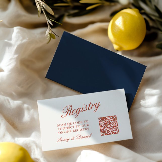 QR-kod Bröllopspresentlista Elfenben Tilläggskort (QR Code Wedding Registry Ivory Enclosure Card)