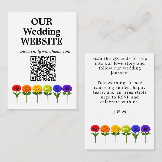 🌈  QR-kod Bröllopswebbplats  Frodas Tillsammans Tilläggskort (Fram/baksida)