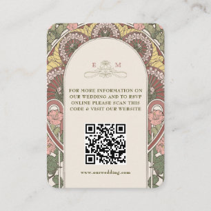 QR-kod Bröllopswebbplats Info Art Nouveau Kuvertbi Tilläggskort