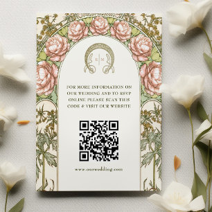 QR-kod Bröllopswebbplats Info Art Nouveau Kuvertbi Tilläggskort