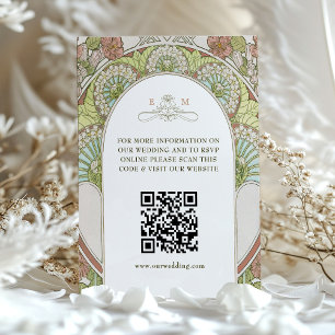 QR-kod Bröllopswebbplats Info Art Nouveau Tilläggskort