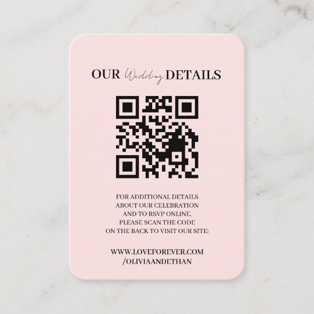 QR-kod Bröllopswebbplats RSVP Inkluderingskort Tilläggskort (Framsida)
