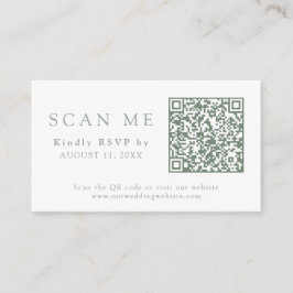QR-kod & Bröllopswebbplats Sage Green Bröllops-RSV Tilläggskort