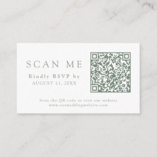 QR-kod & Bröllopswebbplats Sage Green Bröllops-RSV Tilläggskort