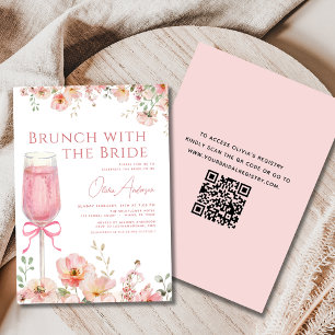 QR-kod Brunch med Möhippan Bride Rosa Inbjudningar