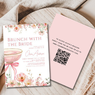 QR-kod Brunch med Möhippan Bride Rosa Inbjudningar