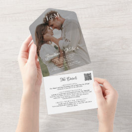 QR-kod, budgetmonogram, fotoöverlägg Bröllop